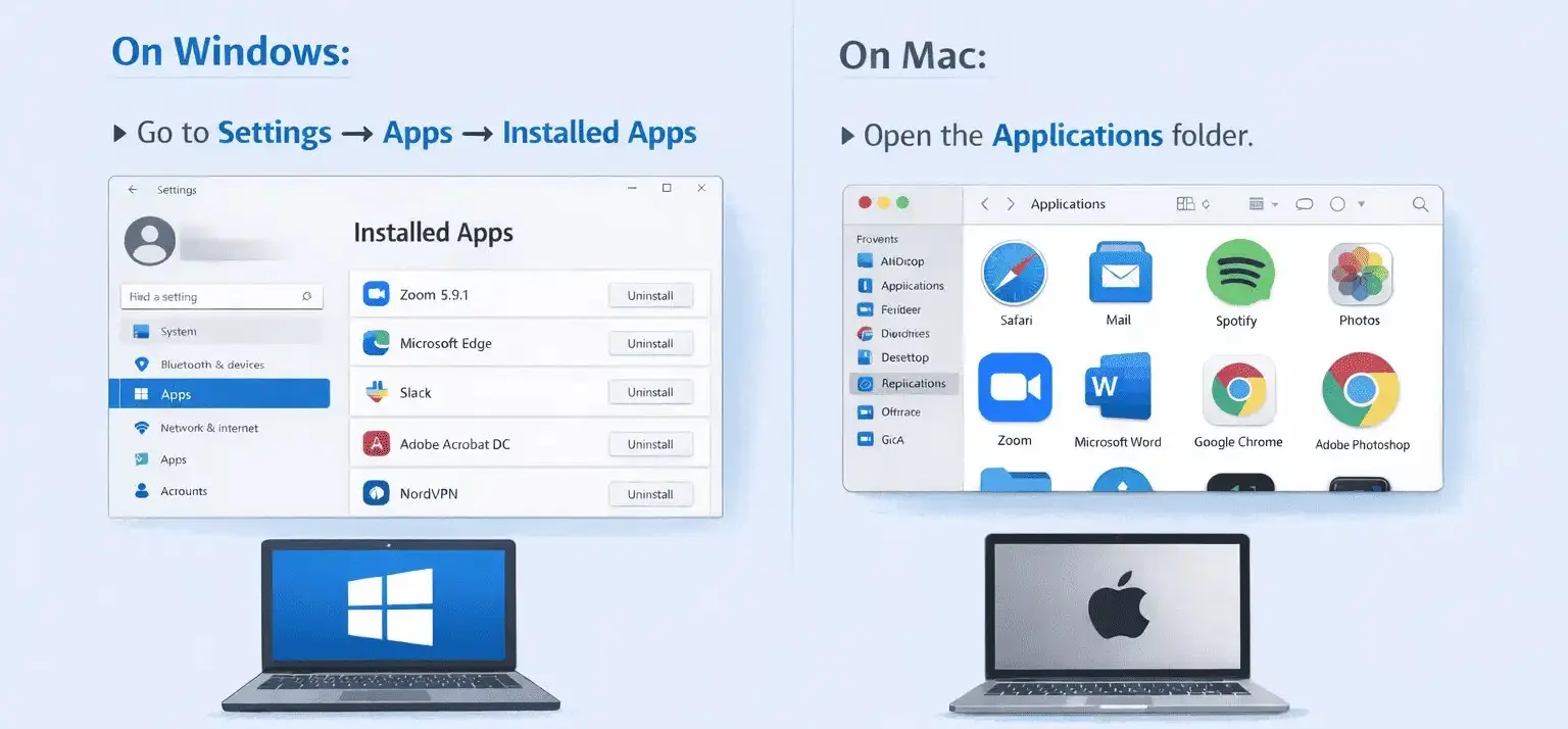 Windows Installed Apps screen