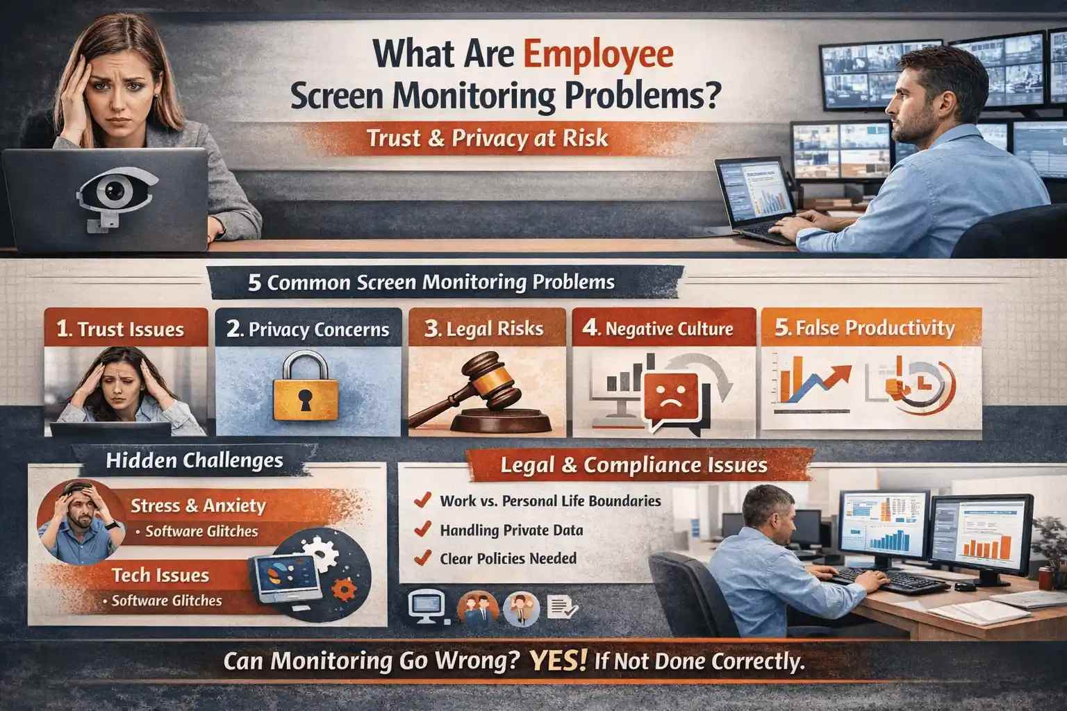 Employee Screen Monitoring Problems: 5 Issues + Solutions