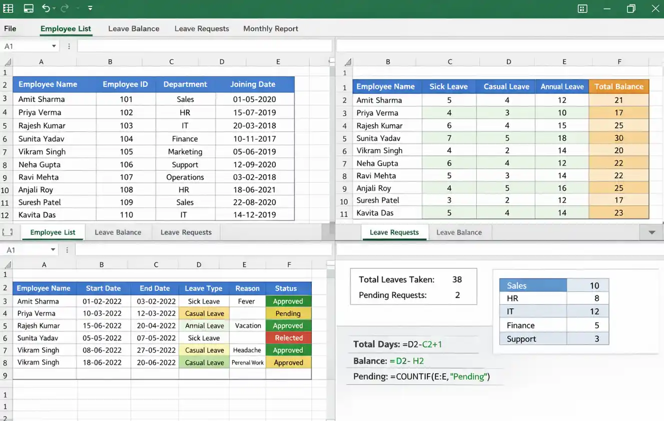Leave Management in excel