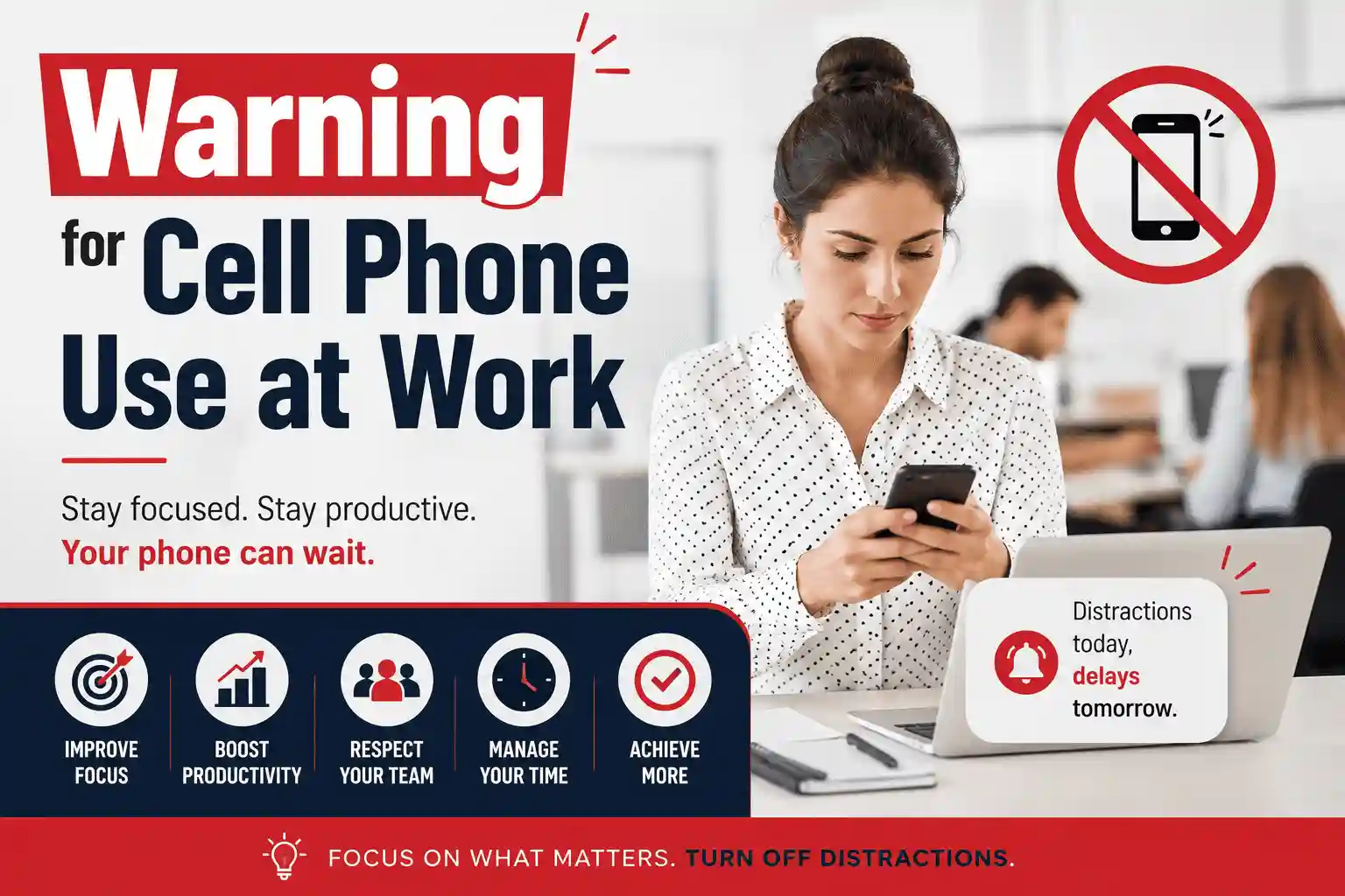 Warning for Cell Phone Use at Work
