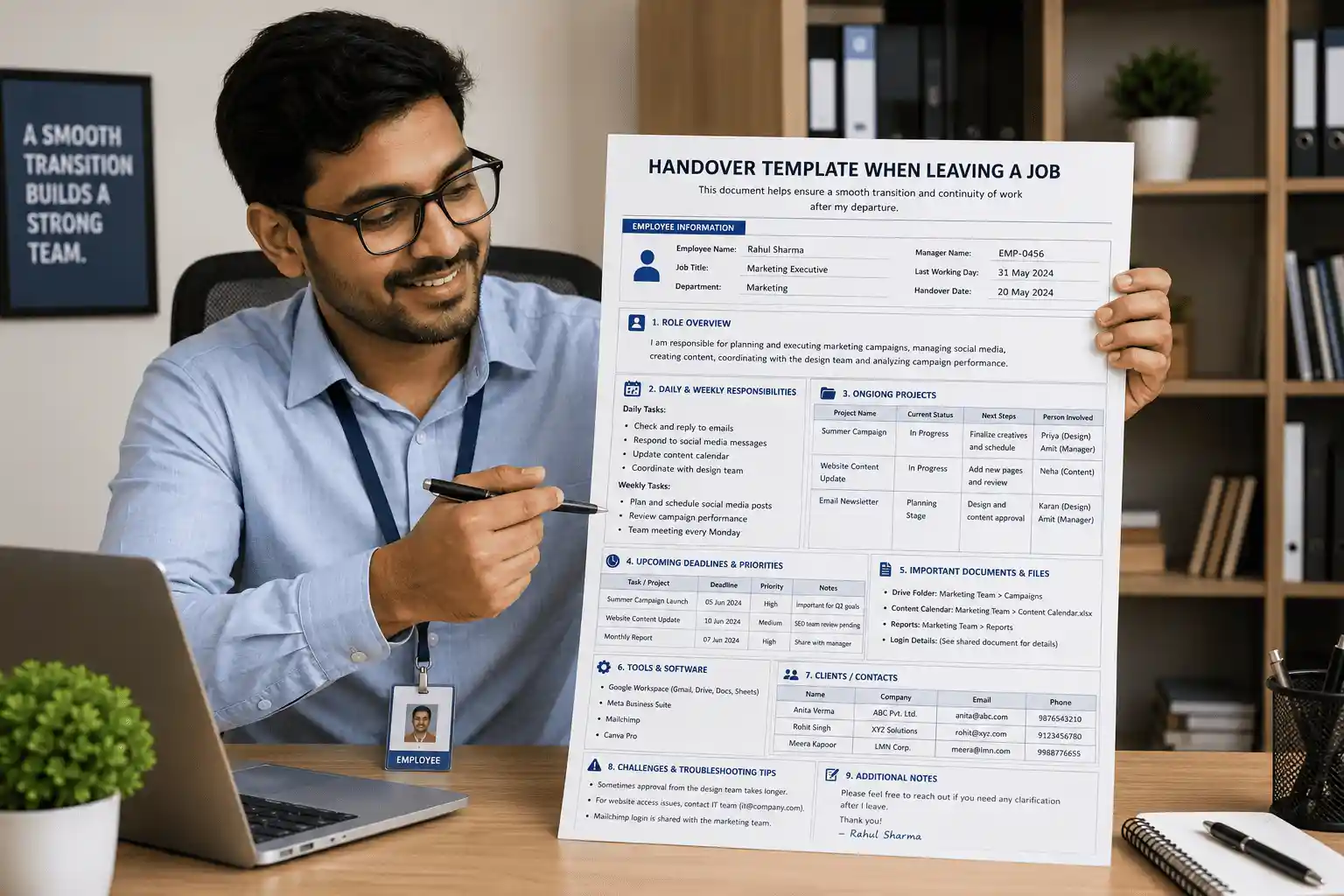 Handover Template When Leaving a Job