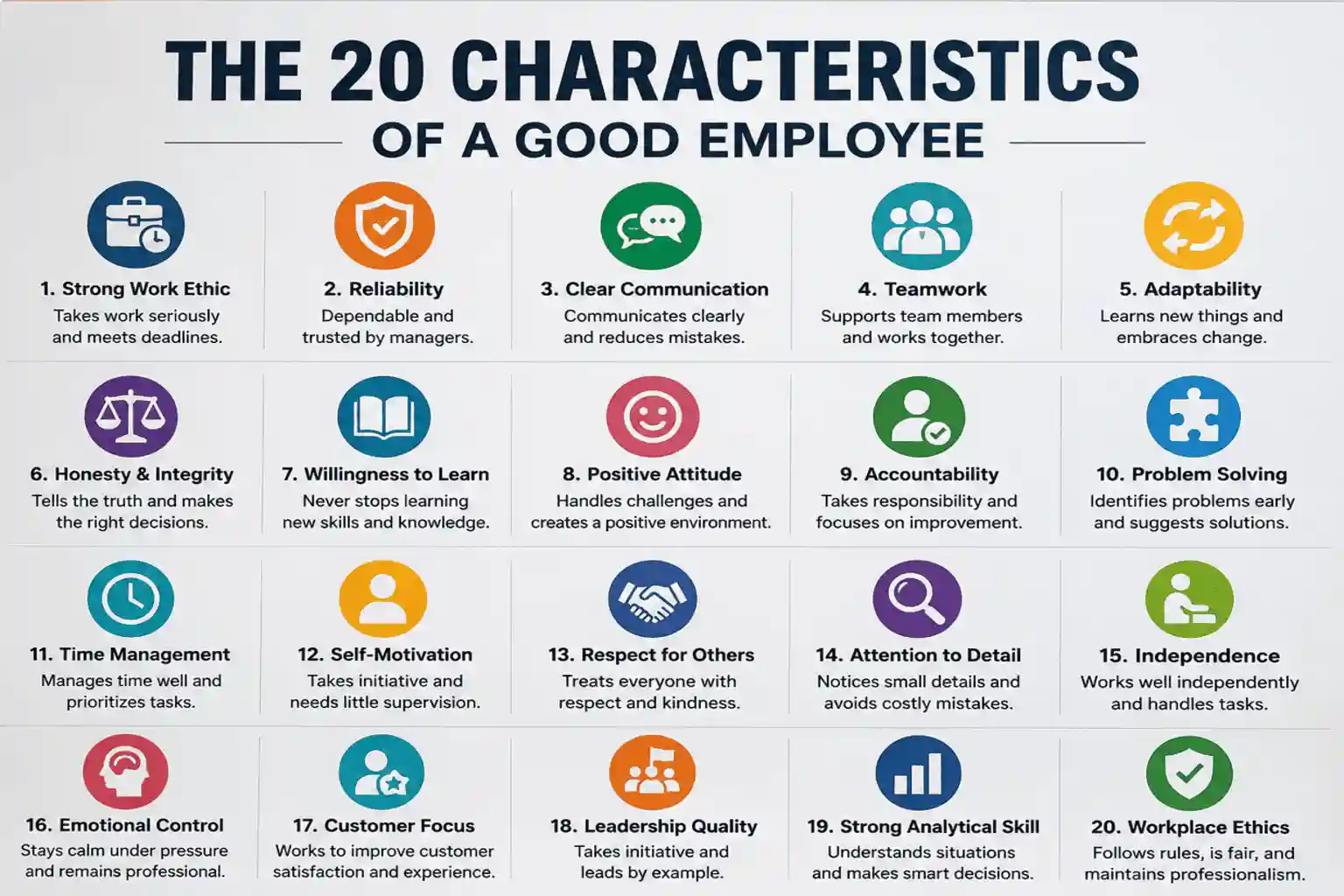 List of 20 Characteristics of a Good Employee