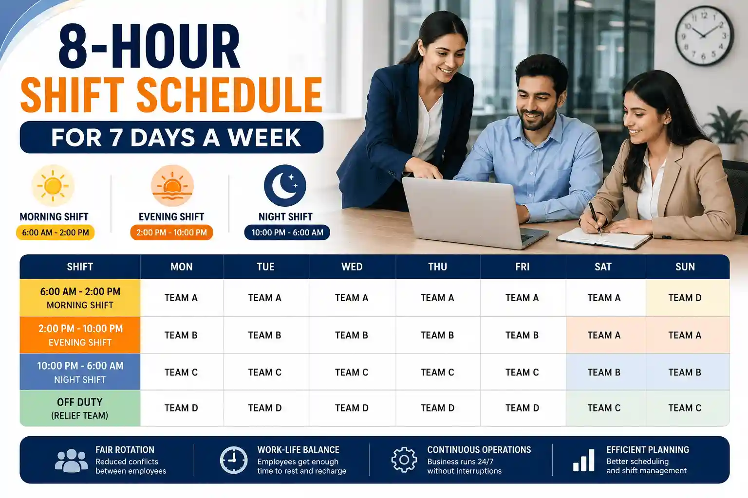8-Hour Shift Schedule for 7 Days