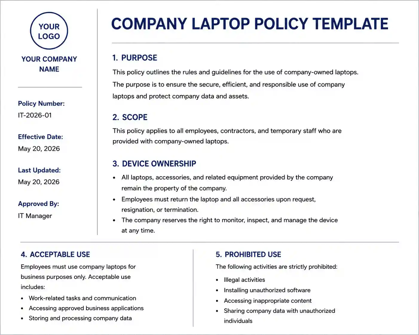 Company Laptop Agreement Template