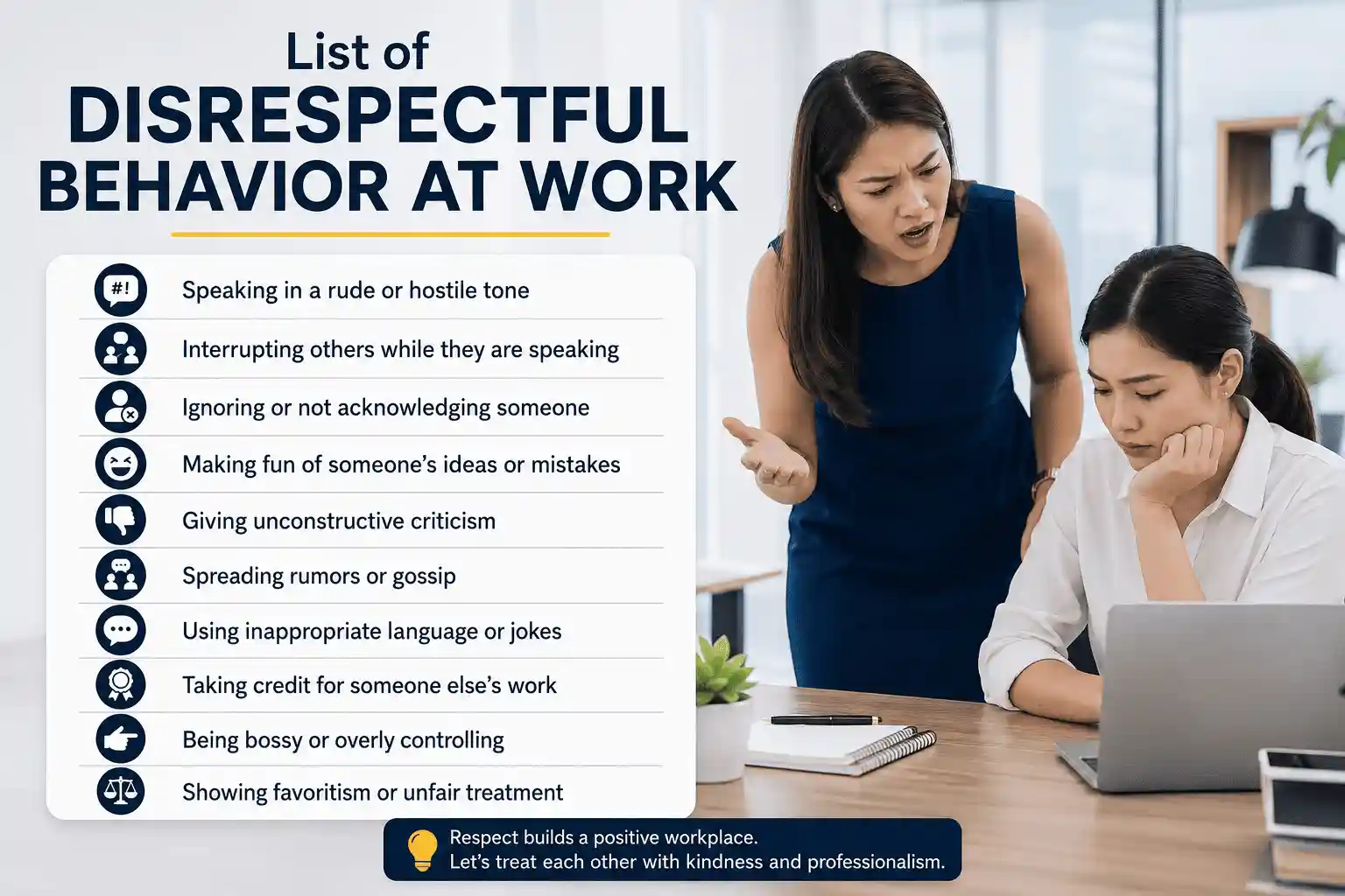 List of Disrespectful Behavior at Work