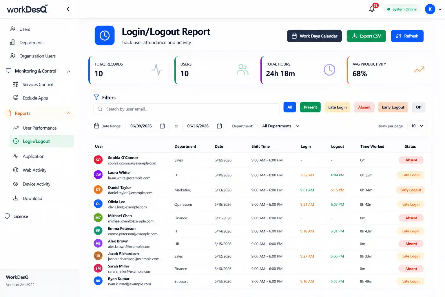 WorkDesQ Absence Tracking