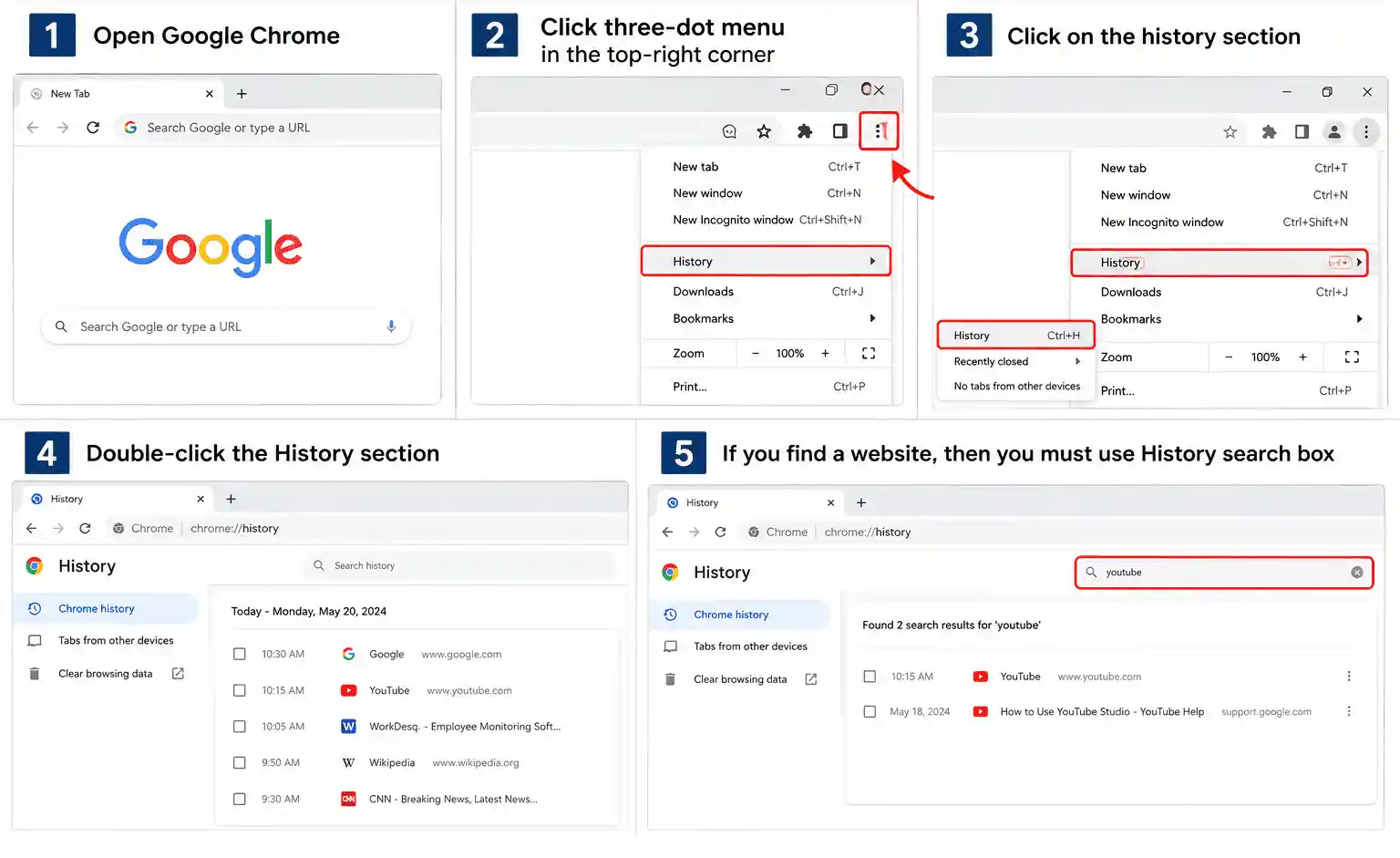 Chrome Browsing History Steps